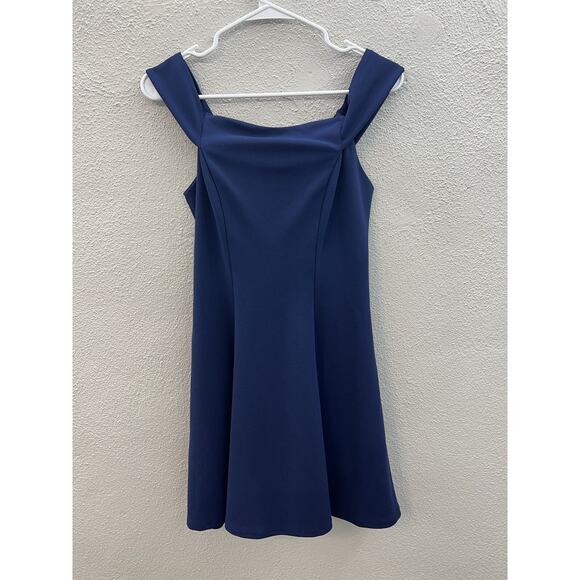 Juniors Social Code Dress Size 9 Navy Blue Off-the-Shoulder - Picture 1 of 9